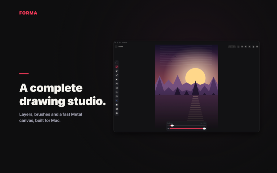 FORMA running as a full drawing studio on Mac
